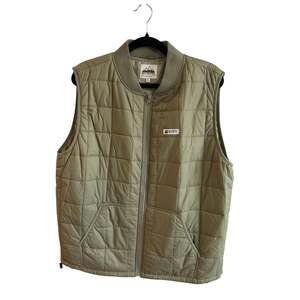 NEW FRONTIER TECH VEST Men’s Sz L Light Green Olive Puffer Quilt Appalachia